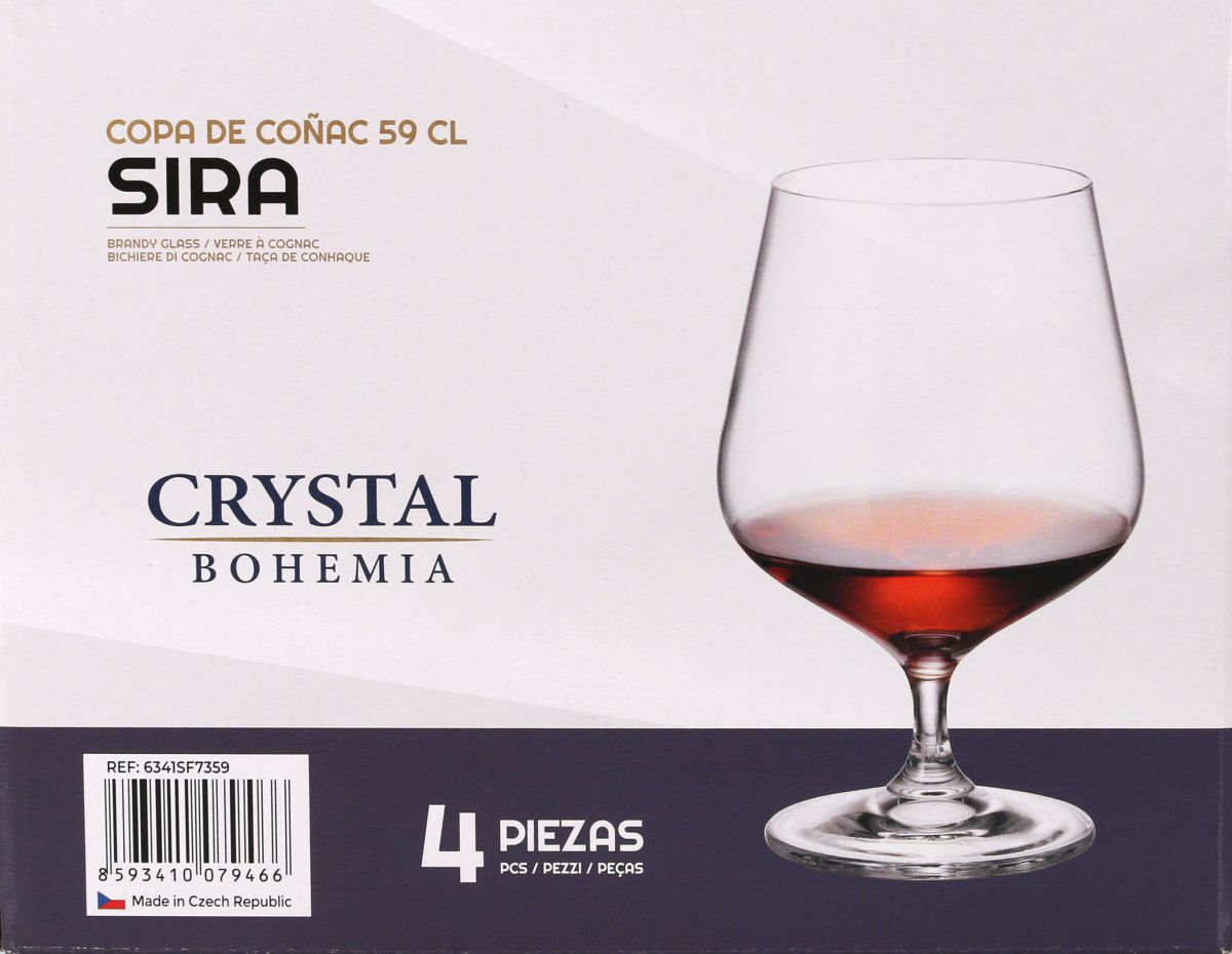 Bohemia Crystal Brandy cups glasses 590ml SIRA