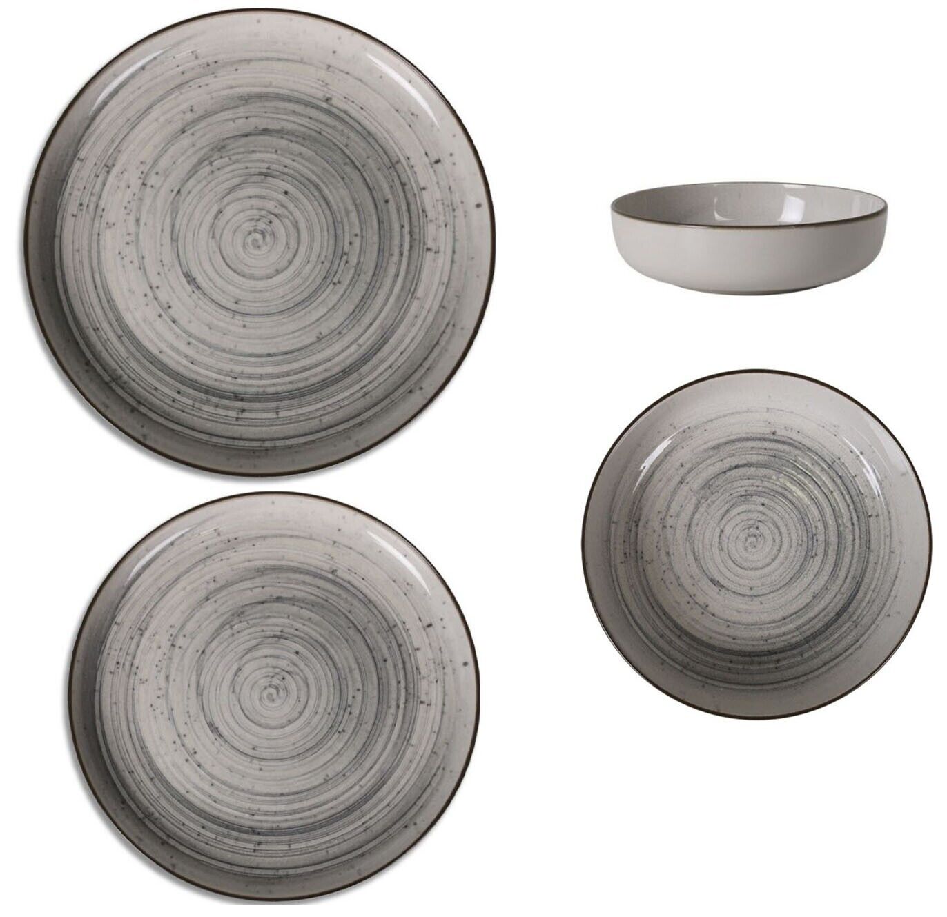 Nordic Vortex 12pcs Dinner set service dinner plates Stoneware