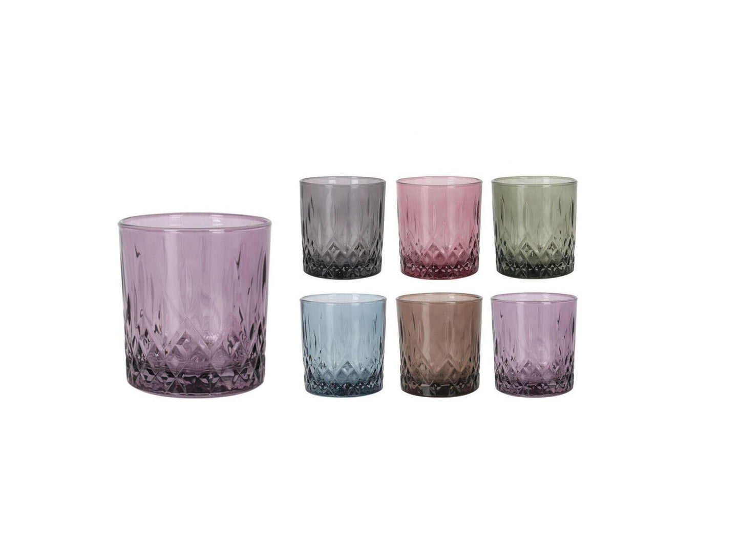 Lav Odin coloured embossed drinking glasses 330ml BOX 6