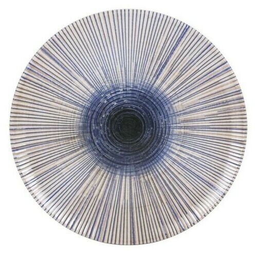 Irys 26cm dinner plate Stoneware Relief decorated Blue striped