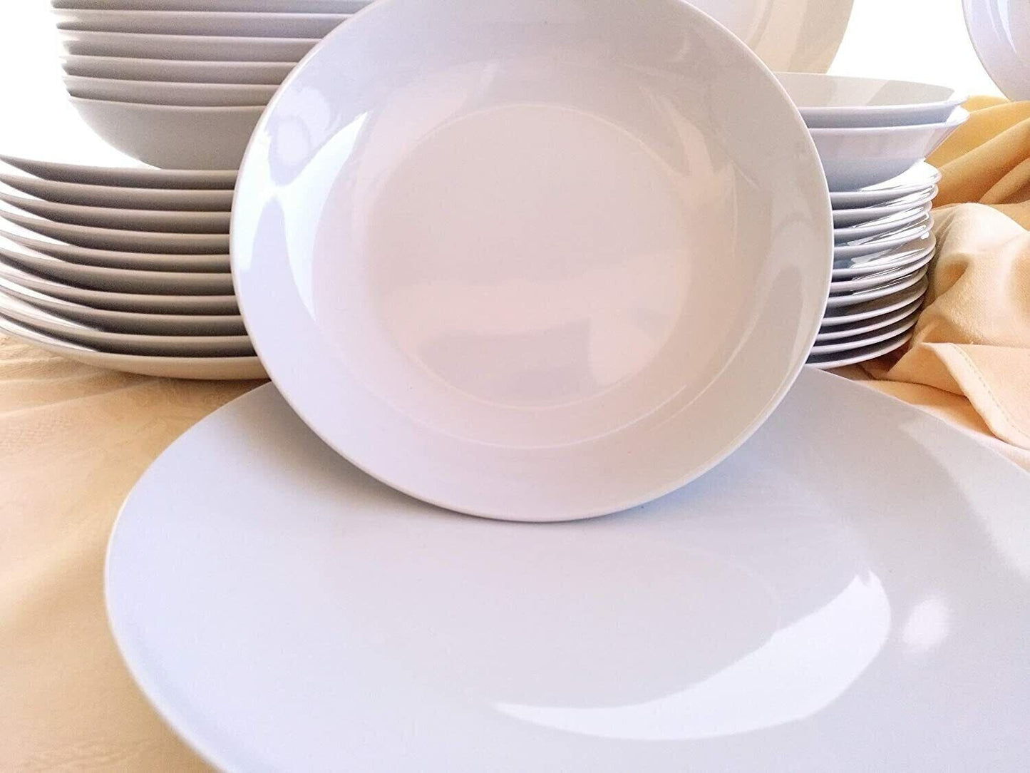 Box of 12 - White Porcelain Soup Pasta bowls dinner plates Everyday Line