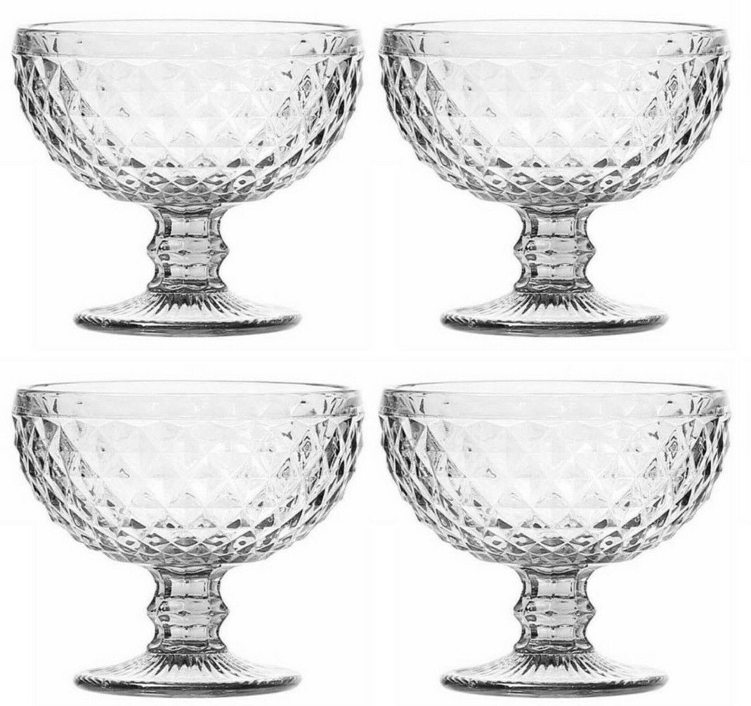 4X Clear Vintage sundae ice cream cocktail drinking glasses 385ml Sidari