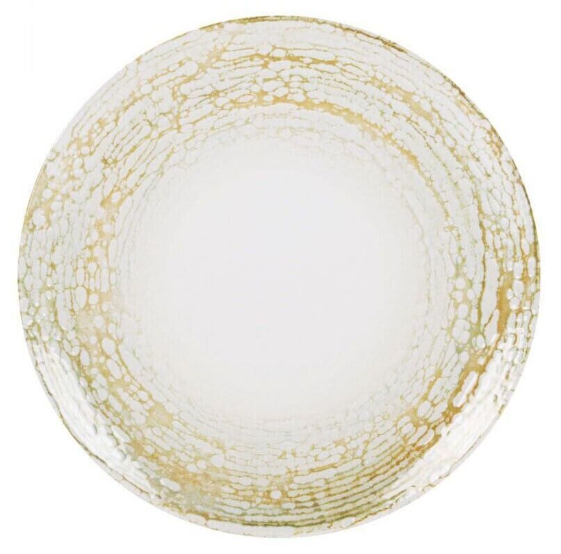 6x STONEWARE round DESSERT cake side plates 20cm Ivory gold Sasha