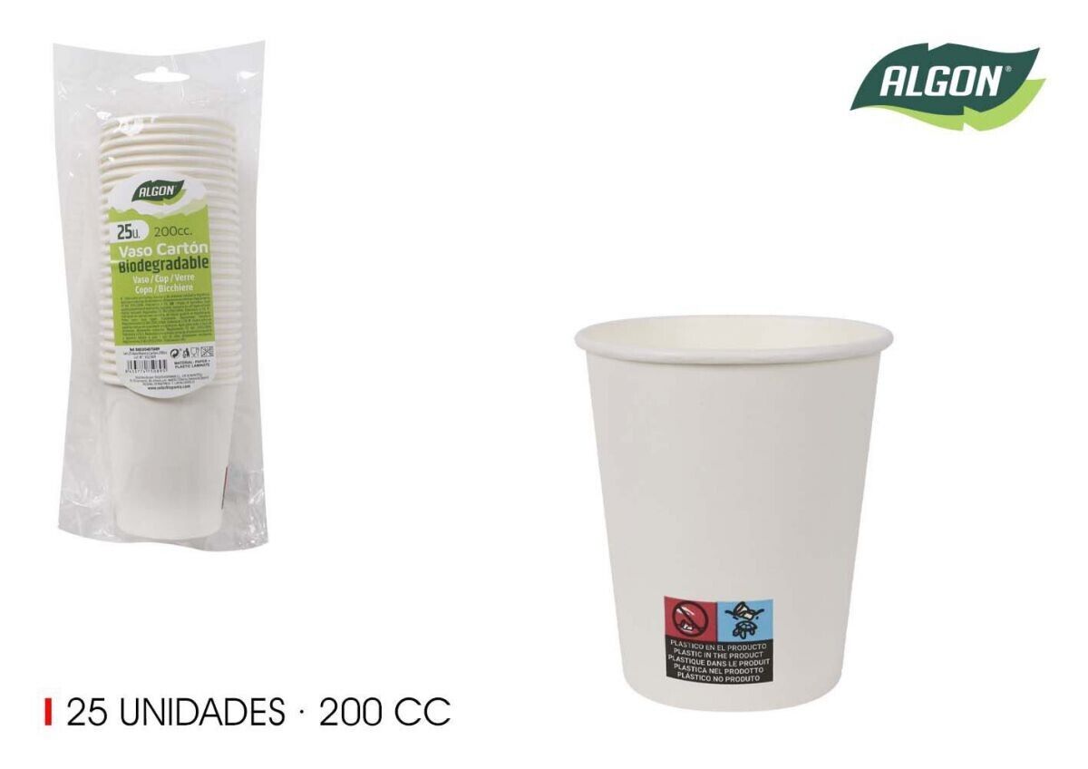 50x Algon Biodegradable 200ml disposable glasses coffee cups