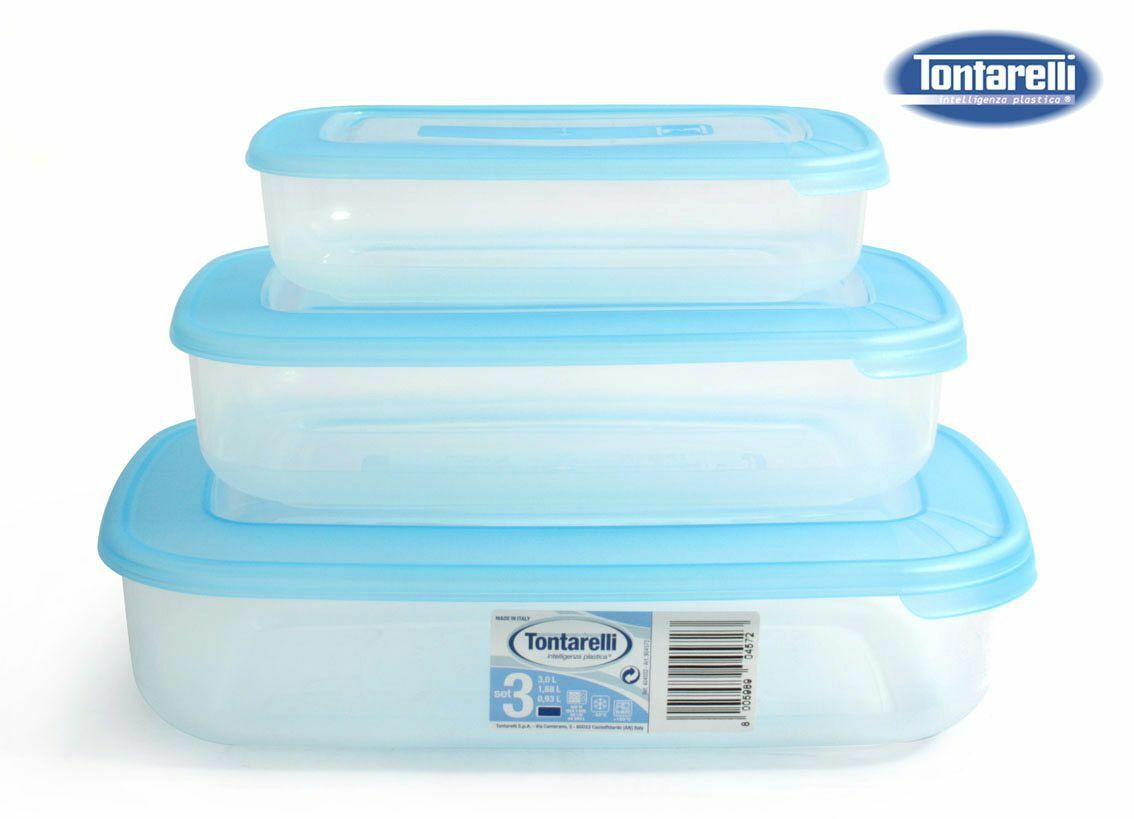 Set of 3 - Rectangular food containers lunch box 1 + 2 + 3L FAMILY BLUE