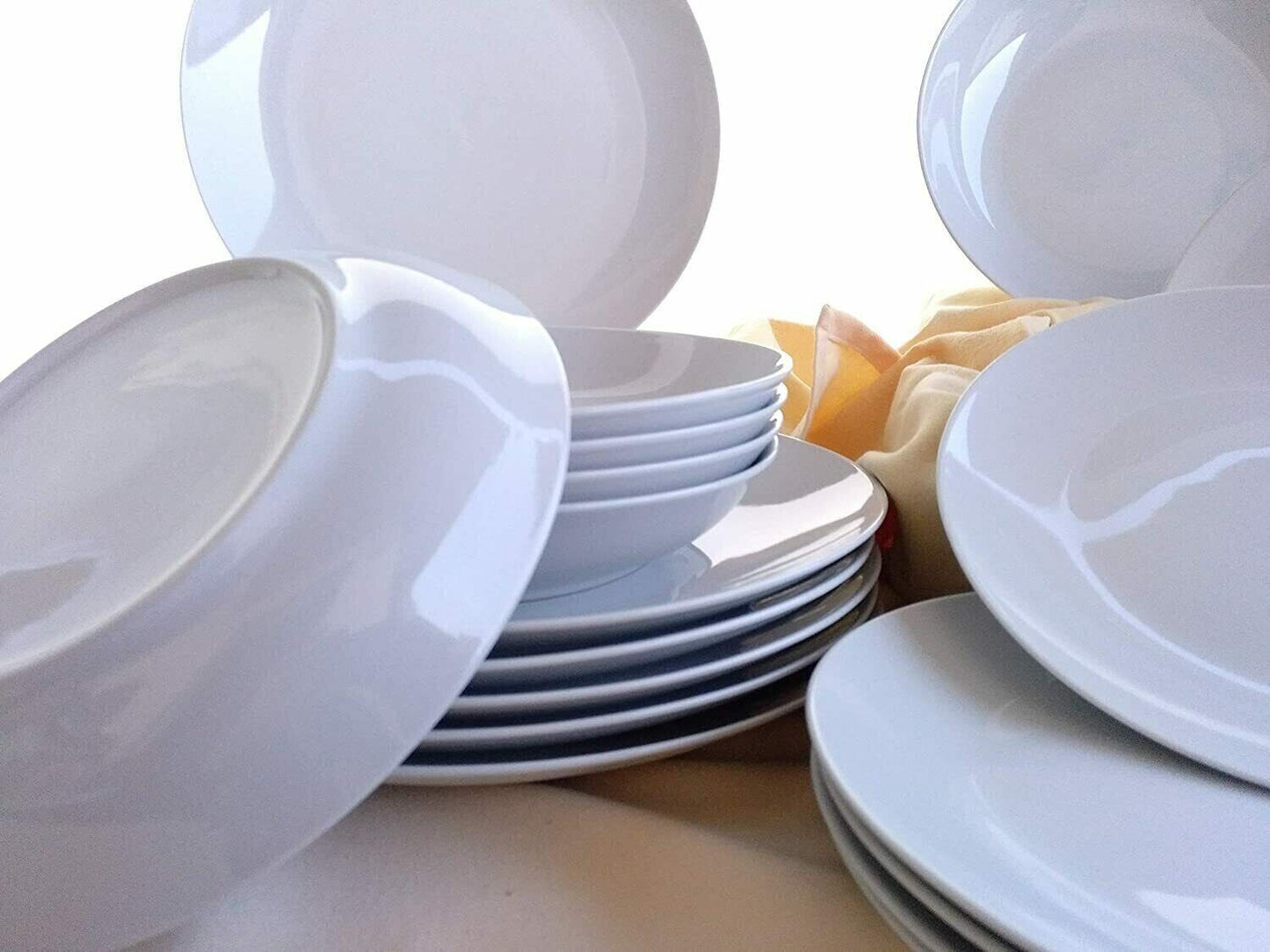 Box of 12 - White Porcelain Soup Pasta bowls dinner plates Everyday Line