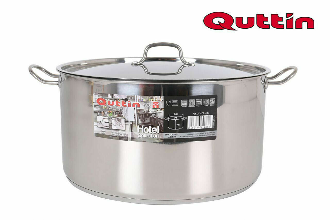 QUTTIN HOTEL  LARGE INDUCTION Casserole Round With Lid 36CM / 19L / 8mm