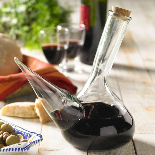 Hand Made Spanish drinking Porron red Wine decanter with cork 750ml